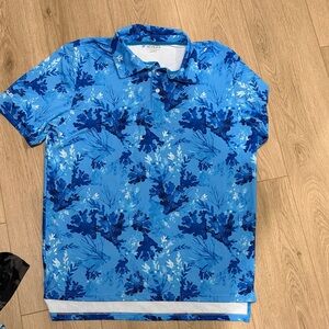 Men's Blue Floral Polo Shirt
